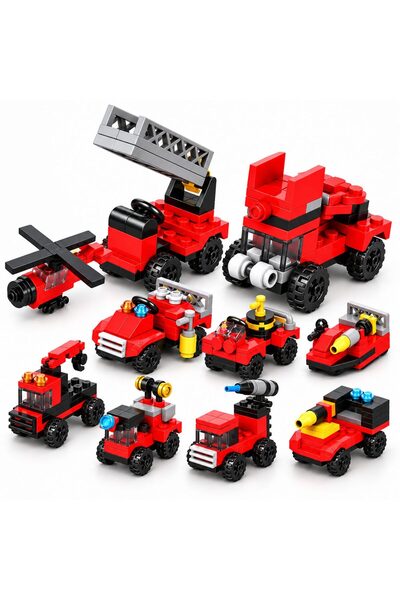 Flippy Set de Constructie, Flippy, Vehicule de Pompieri si Salvare 10 in 1, 323 Piese, 10 Modele, Varsta 6+ Ani, 23.5 x 15 x 7.5 cm, Multicolor