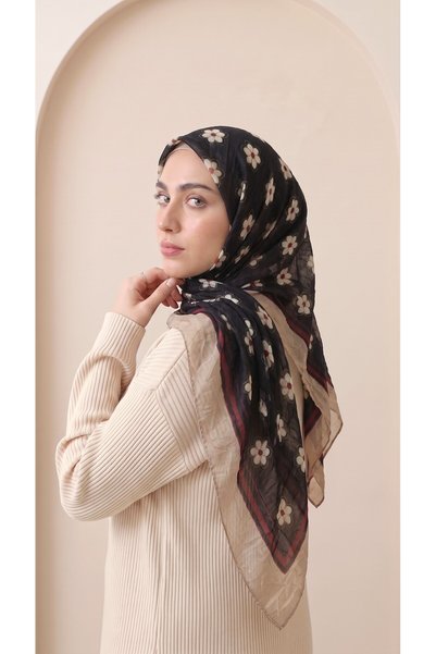 Genel Markalar Greyfurt Design Kare Papatya Siyah Krem 100x100 Bambu Crash (K...
