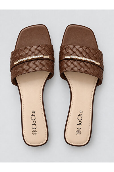 Cloche Ivory Woven Slides