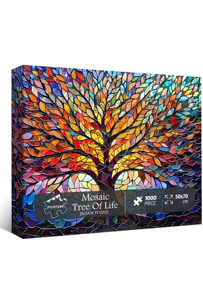 PICKFORU Stained Glass Puzzle Tree of Life Puzzles for Adults 1000 Pieces, Im...
