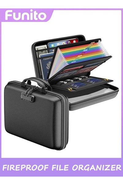 Generic Funito Fireproof File Organizer with Lock, Hard-Shell Case Fireproof ...