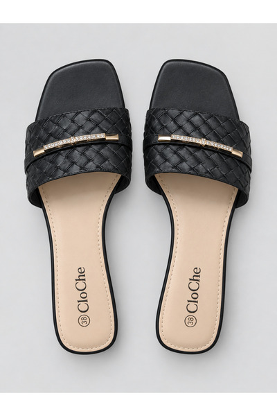 Cloche Ivory Woven Slides