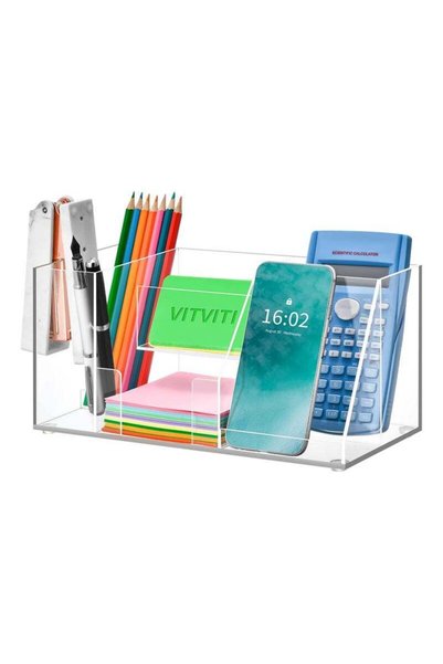 Generic TPGP Acrylic Desk Organizer | Clear Pencil Holder for Desk | 5 Compar...