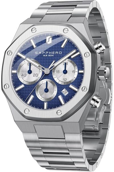 SAPPHERO Watch for Men Octagonal Stainless Steel 50M Waterproof Luxury Wrist ...