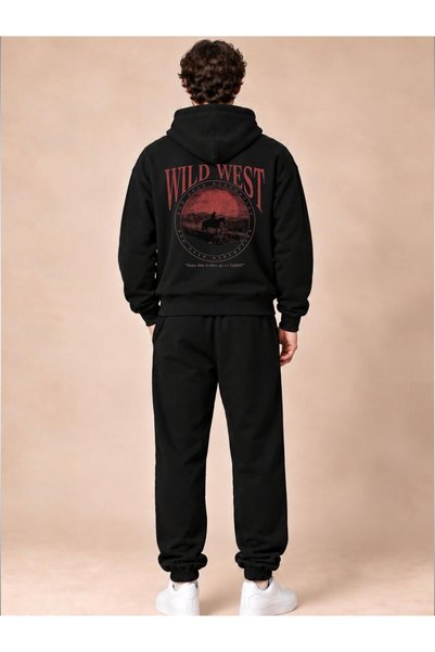 Sebesta Fashion Printed Unisex Wide Fit 3 Thread Hooded Tracksuit Set