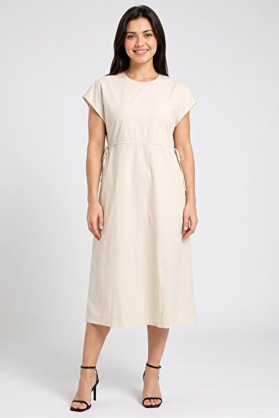 Threadbare Women Plain Midi Dress, Beige