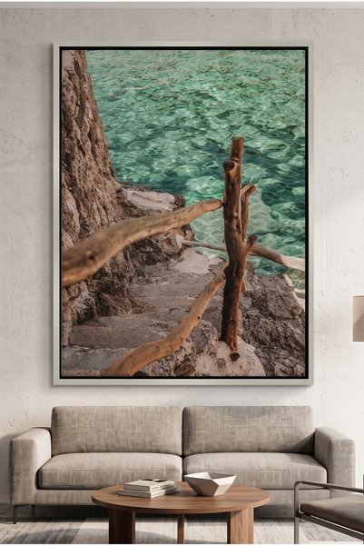 Jasmine Art Turquoise Sea Nature Wall Art | Portrait Framed Canvas Print | Lu...