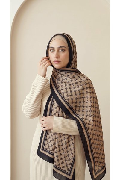Genel Markalar Greyfurt Design Desenli Şal Krem Siyah Kareli 70x185 Doğal Pam...
