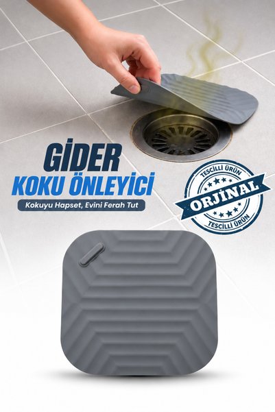 CKM silikon Gri Kare Kötü Koku Önleyici Gider Kapağı - Silikon Banyo Mutfak B...