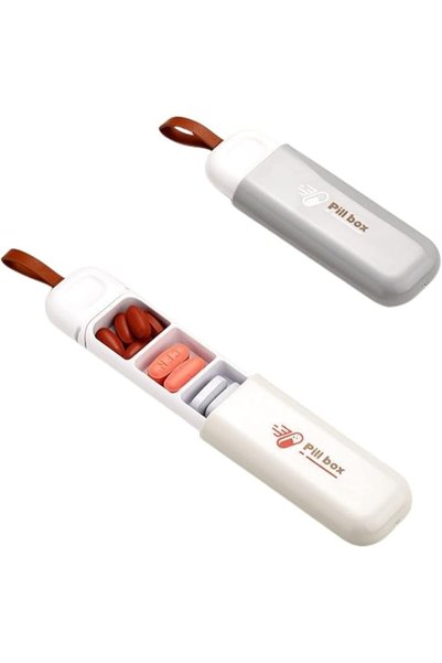 POSICHE Portable Pill Box 2-Pack, Pull-Out Design Leather Pull Cord, Househol...