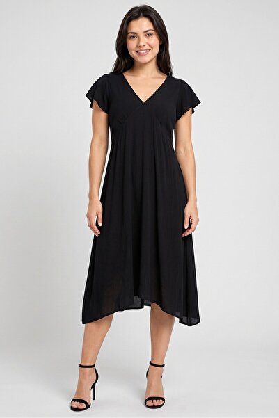 Brave Soul Women Textured Midi Dress, Black