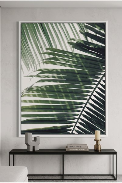 Jasmine Art Minimalist Palm Frond Nature Wall Art | Portrait Framed Canvas Pr...