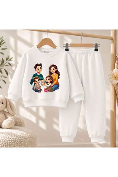 playwear Team Sweatshirt Family V1 Printed Girls' and Boys' Crew Neck Sweatshirt
