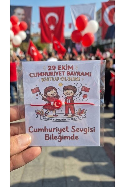 decopen 30 ADET - Ay Yıldız Figürlü Kartlı 29 Ekim Cumhuriyet Bayramı Hediyes...