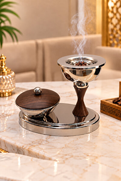 Generic مبخرة طقم فضي بقاعدة