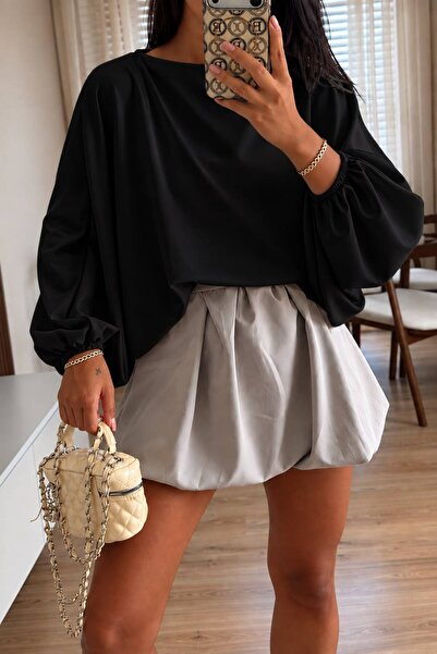 khar Zahyeo Oversize-Bluse mit Ballonärmeln für Damen – Lässige Alltagsbluse ...