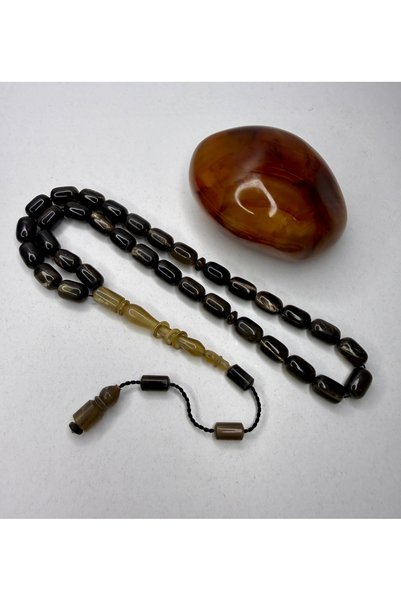 İskenderun Tesbihcilik 7.7/11.9 mm Systematic Buffalo Horn Prayer Beads with ...