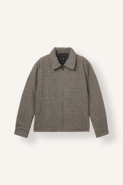 DeFacto Regular Fit Polo Collar Checkered Lined Zippered Coat H2628Ax26Au