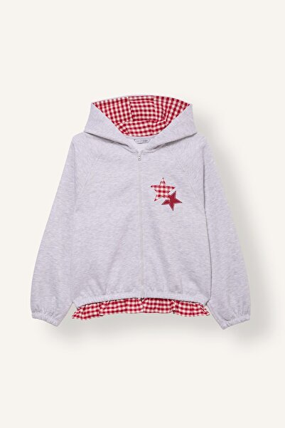 DeFacto Rüschen-Strickjacke mit Sternenmuster und Reißverschluss für Mädchen ...
