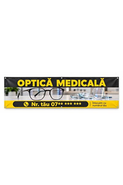 ShopPrint Banner optică medicală cu numărul tău, 300x75 cm, frontlit cu tiv ș...