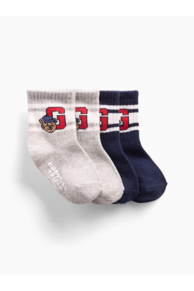 GAP Bebek Çok Renkli Brannan Bear Varsity Crew Çorap (2’li)