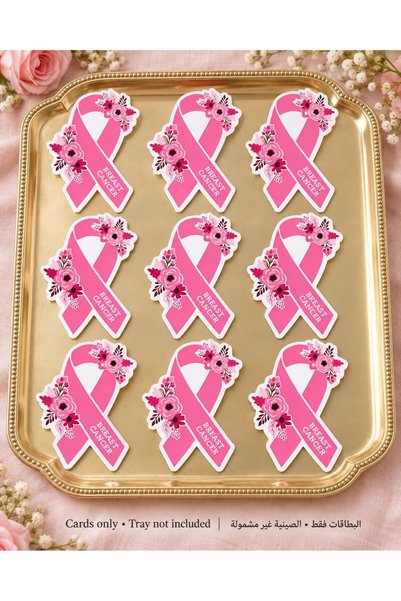 Generic Floral Pink Ribbon Awareness Cards, 100 Pack, 350 GSM, 12 x 9 cm