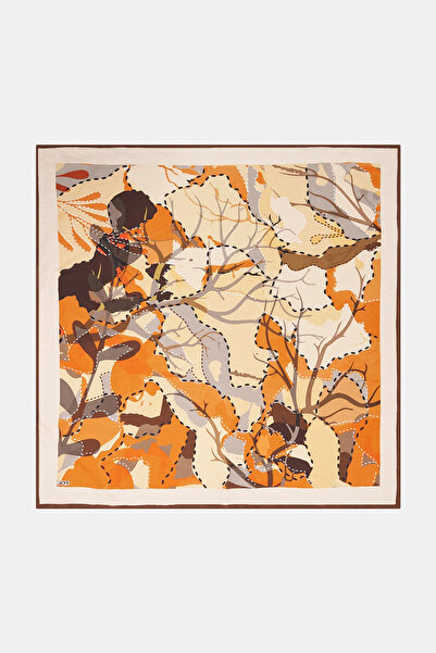 KYR Abstract Nature Patterned Viscose Scarf Orange