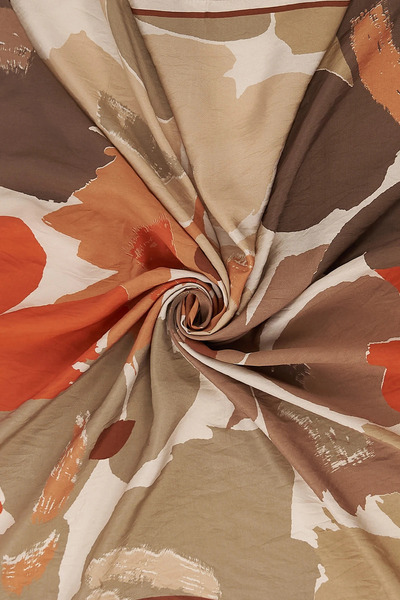KYR Floral Pattern Viscose Scarf Beige