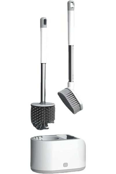 ALMEKAQUZ Toilet brush set With base, TPR Cleaning Silicone Toilet Brush,for ...