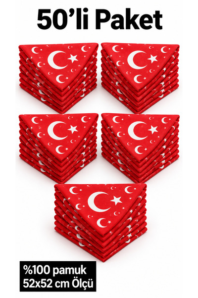 HER ŞEY NOTA www.herseynota.com عبوة من 50 قطعة من الباندانا الحمراء المزينة ...