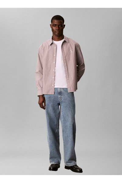 Calvin Klein Jeans Gri Erkek Çizgili Gömlek LV04RH104G1SJ LS YD STRIPE WASHED