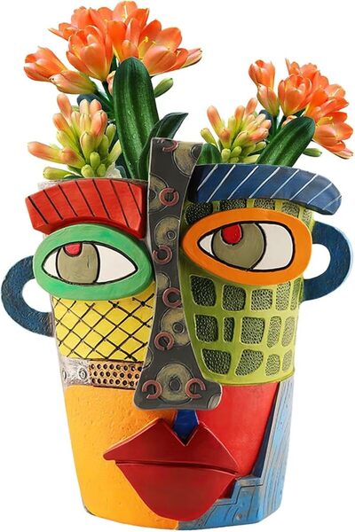 jaffiust Abstract Face Planters Pots Head,Unique Head Planter for Indoor Plan...
