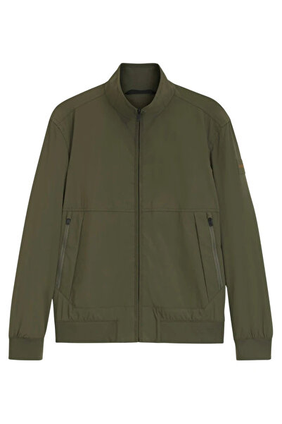 BOSS Haki Erkek Dik Yaka Regular Fit Sweatmont Olik