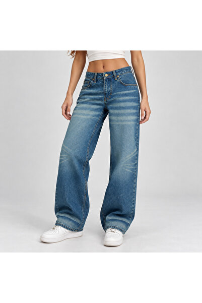 varioshop ®   Blugi drepți de damă, talie joasă, denim 100% bumbac, buzunare,...