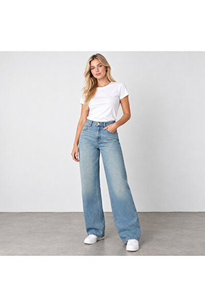 varioshop ®   Blugi de damă cu croială lejeră, denim 100% bumbac, efect spălă...