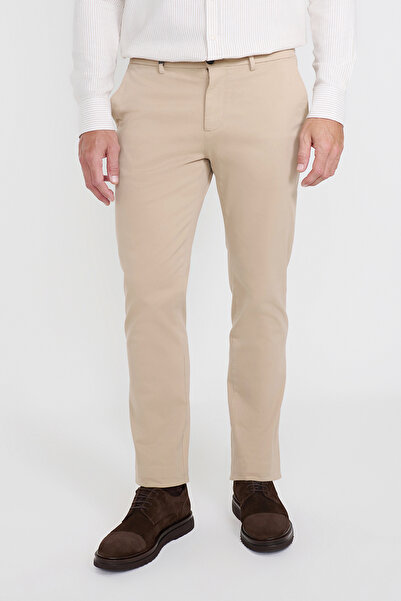 ALTINYILDIZ CLASSICS Erkek Vizon Pamuklu Slim Fit Dar Kesim Yan Cepli Esnek Chino Pantolon