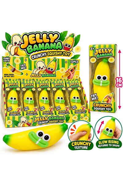 SHOP LIKE A PRO Banana Crunchy Emoji, Jucărie Antistres Squishy, Moale și Fle...
