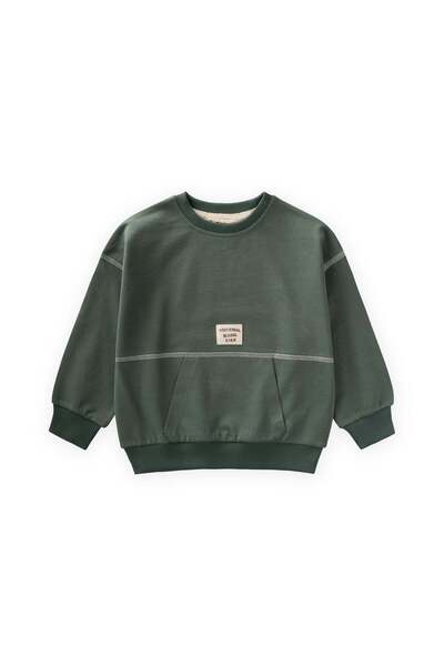 Cigit Karyoka Detaylı Oversize Sweatshirt 2-8 Yaş Haki Yeşil