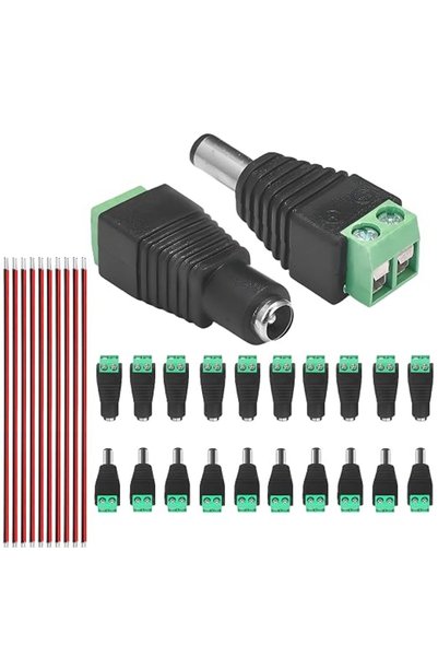GENERAL 20Pcs 5521DC Female Power Connectors and 10Pcs red and Black Wires,5....