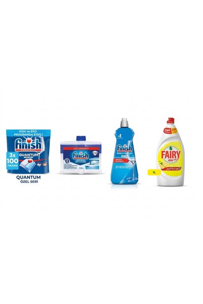 Generic Brand Kontem Special Series 100Discs Fairy Dishwashing Detergent 1L Lemon Finish Rinse Aid 400ml +Finish Oil 250ml