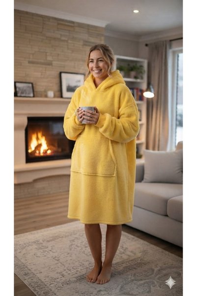SUERTO Wellsoft Hooded Wearable Tv Blanket Unisex Oversize Yellow (1 Piece)