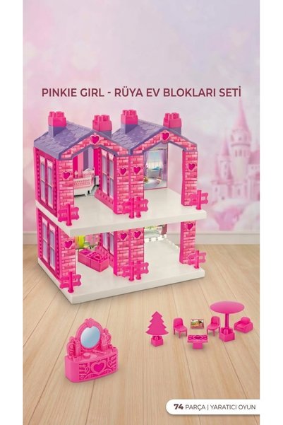 Bulduk TOYS Pinkie Girl 74 Parça Ev Yapı Blokları Seti Pembe Kız Çocuk Oyunca...