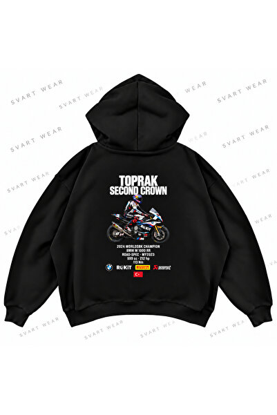 SVART WEAR Toprak Razgatlioglu · BMW M 1000 RR · 2024 هودي أسود كبير الحجم مط...