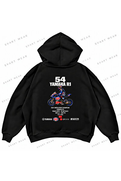 SVART WEAR Toprak Razgatlioglu · Yamaha R1 · 2021 هودي أسود كبير الحجم مطبوع ...