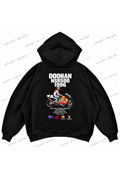 SVART WEAR Mick Doohan · Honda Nsr500 · 1996 Printed Black Oversize Boxy Hood...