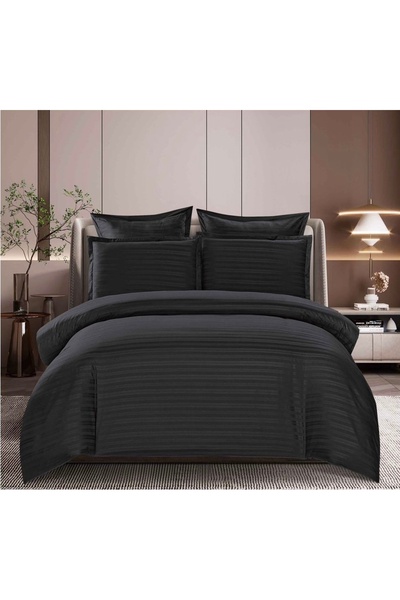 Truva Home Lenjerie de Pat Dublu | Damasc Premium, Hotelier | 6 Piese | Cearc...