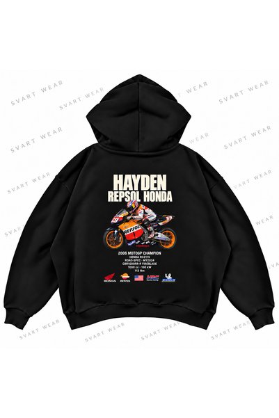SVART WEAR Nicky Hayden · Honda Rc211V · 2006 Printed Oversize Boxy Hooded Sw...