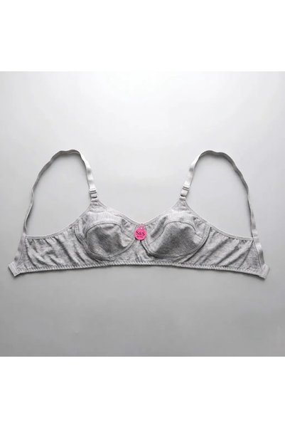 S&S Sima 2 (2-Pack) Turkish Cotton Bra, Gray, Plain