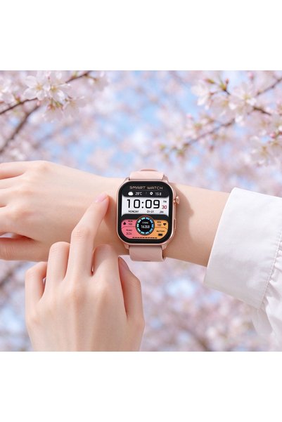 RollsTimi Pink silicone strap women's smart watch