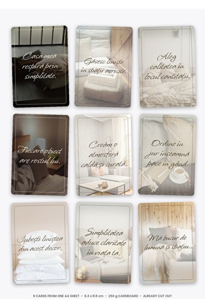OEM Carduri Afirmatii Set Design Interior Minimalist, 9 Bucati, Carton 250g, ...